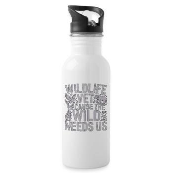 Wildlife Vet Because The Wild Needs Animal Care - Water bottle with straw - white - Right