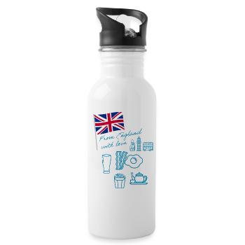 EXANGLIA (Blau) - Trinkflasche mit integriertem Trinkhalm - Weiß - Rechts