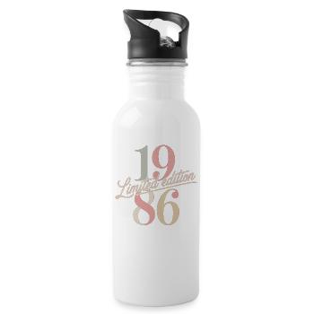 Limited Edition 1986 Geburtstag - Trinkflasche mit integriertem Trinkhalm - Weiß - Rechts