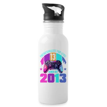 13th Birthday Young Girls - Water bottle with straw - white - Right