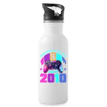 16. Geburtstag Junge Mädchen - Trinkflasche mit integriertem Trinkhalm - Weiß - Rechts