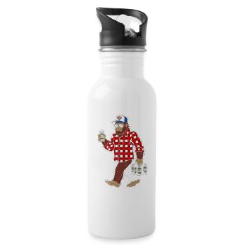 Bigfoot Beer Run in rotem Karo - Trinkflasche mit integriertem Trinkhalm - Weiß - Rechts
