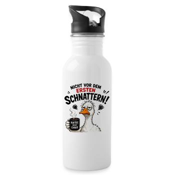  Nicht vor dem ersten Schnattern Kaffee oder Chaos - Trinkflasche mit integriertem Trinkhalm - Weiß - Rechts