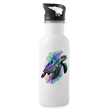 Sea turtle, turtle, water turtle - Water bottle with straw - white - Right