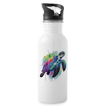 Sea turtle, turtle, water turtle - Water bottle with straw - white - Right