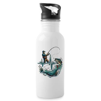 Heartbeat Fishing Angler ECG Fish - Water bottle with straw - white - Right