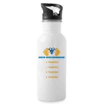Mein Wochenende Workout Routine - Trinkflasche mit integriertem Trinkhalm - Weiß - Rechts
