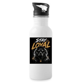 Stay Loyal Dog Shirt Hund Cool Design Streetwear - Water bottle with straw - white - Right