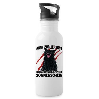 Schwarze Katze Goblin Mode aggressive Katze Zoomie - Trinkflasche mit integriertem Trinkhalm - Weiß - Rechts