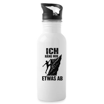 Ich häng nur etwas ab lustiges Bergsteiger Spruch - Trinkflasche mit integriertem Trinkhalm - Weiß - Rechts