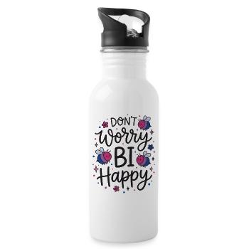 LGBT Pride Month - Don't Worry Bi Happy - Water bottle with straw - white - Right