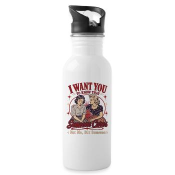 Sarcasm Retro Someone Cares Humor Shirt - Water bottle with straw - white - Right