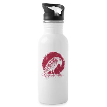 Raven Crow Gothic Moon Shirt - Water bottle with straw - white - Right