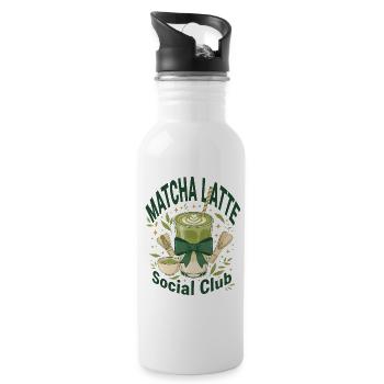 Matcha Latte Social Club Grüntee-Matcha-Liebhaber - Trinkflasche mit integriertem Trinkhalm - Weiß - Rechts