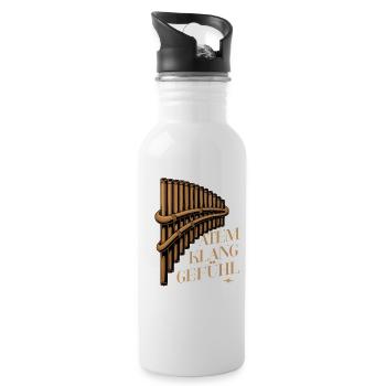 Panflöte Atem Klang Gefühl für Panflötenfans - Trinkflasche mit integriertem Trinkhalm - Weiß - Rechts