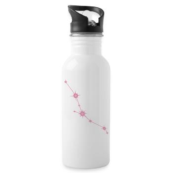 Taurus Star Constellation Zodiac Sign Pastel Pink - Water bottle with straw - white - Right