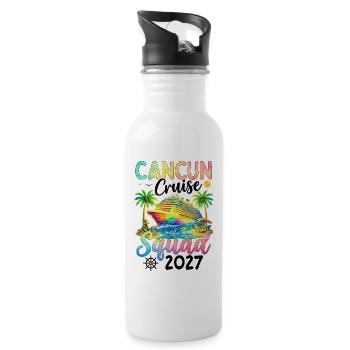 Équipe de croisière de Cancún 2027 - Gourde avec paille intégrée - blanc - Droite