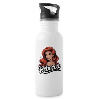  Rebecca Rote Haare Retro Pinup Name Rebecca - Trinkflasche mit integriertem Trinkhalm - Weiß - Rechts