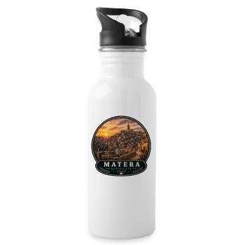 Matera Italien Urlaub Mittelmeer Historisch Altsta - Trinkflasche mit integriertem Trinkhalm - Weiß - Rechts
