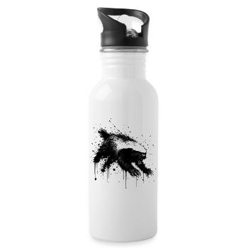 Honigdachs Splatter - Trinkflasche mit integriertem Trinkhalm - Weiß - Rechts