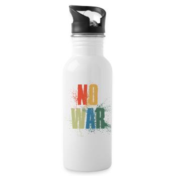 NO WAR – Statement für den Frieden gegen den Krieg - Trinkflasche mit integriertem Trinkhalm - Weiß - Rechts