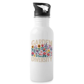 Garden Diversity Flowers Garden - Water bottle with straw - white - Right