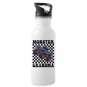 Monster Truck Blue Flames - Water bottle with straw - white - Right
