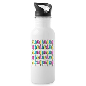 Eis mit Stiel Vintage Eiscreme Retro Sommer Design - Water bottle with straw - white - Right