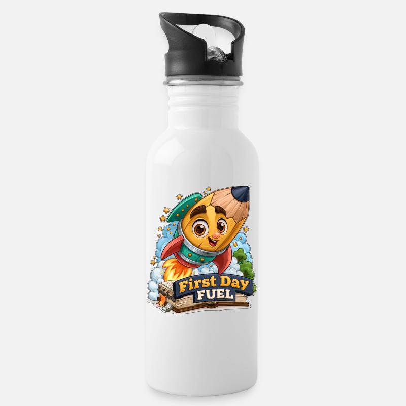 Erster Tag Treibstoff-Raketenstift - Trinkflasche mit integriertem Trinkhalm - Weiß