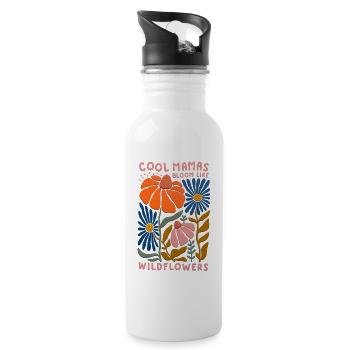 Cool Mamas Bloom Like Wildflowers - Trinkflasche mit integriertem Trinkhalm - Weiß - Rechts