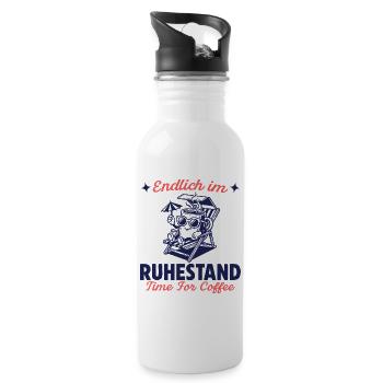 Endlich im Ruhestand Zeit für Kaffee - Trinkflasche mit integriertem Trinkhalm - Weiß - Rechts