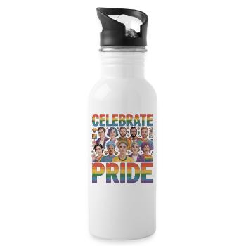Celebrate Pride LGBT Rainbow Diversity - Water bottle with straw - white - Right