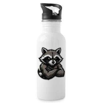 Interlaced raccoon charm - Water bottle with straw - white - Right