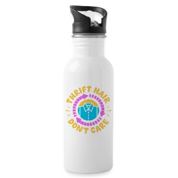 Thrift Shopper Thrift Hair Don ́t Care Thrift Store - Water bottle with straw - white - Right