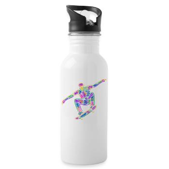 Colorful Skater Skateboarder Kids Skateboard - Water bottle with straw - white - Right