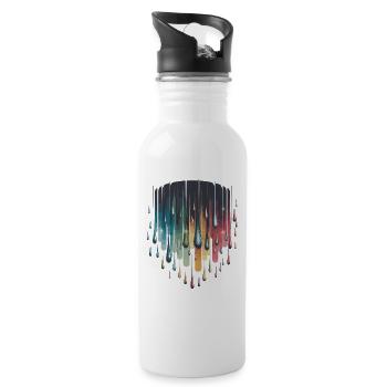  Bunte Farbtropfen Regenbogen Abstrakte Farben Für - Trinkflasche mit integriertem Trinkhalm - Weiß - Rechts