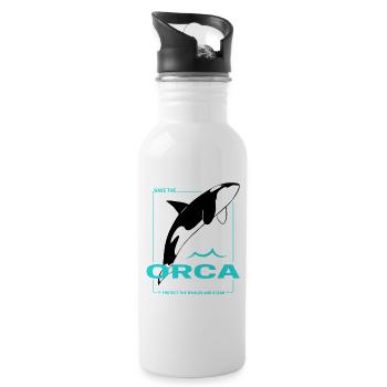 Orca Protects the Whales and Sea Killer Whale Design - Water bottle with straw - white - Right