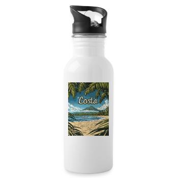 Costa Rica Tropischer Strand Paradies - Trinkflasche mit integriertem Trinkhalm - Weiß - Rechts