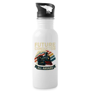 Zukünftiger Schaffnerzug - Trinkflasche mit integriertem Trinkhalm - Weiß - Rechts
