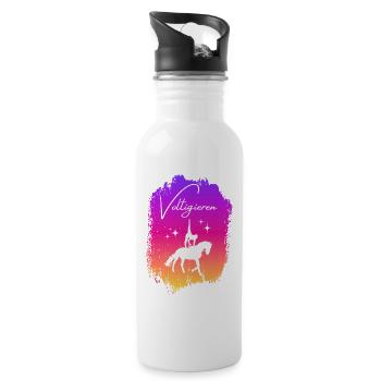 Voltigieren Nadel: Buntes Volti Sport Design - Trinkflasche mit integriertem Trinkhalm - Weiß - Rechts