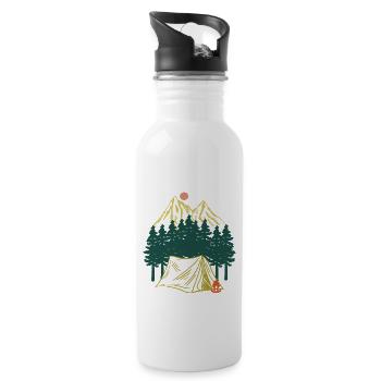 Sternennacht Bergcamping Abenteuer - Trinkflasche mit integriertem Trinkhalm - Weiß - Rechts