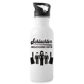 Schlachterin Endlich Eigene Chefin Schlachterei - Trinkflasche mit integriertem Trinkhalm - Weiß - Rechts