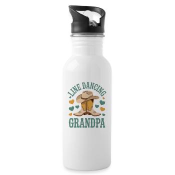 Line Dancing Grandpa Line Dance Line Dancer Gift - Water bottle with straw - white - Right
