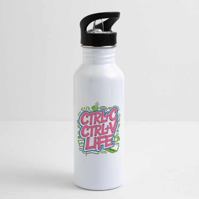 Remote Developer Ctrl+C Ctrl+V Life Web Developer Water bottle with straw