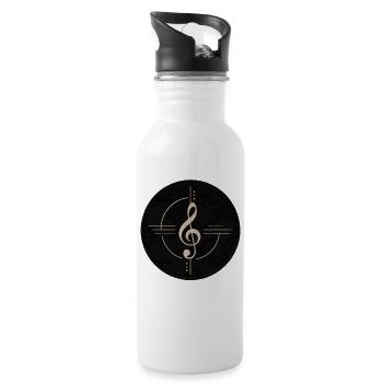 Golden clef on black - Water bottle with straw - white - Right