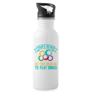 Bingo Game Never Too Old To Play Bingo - Trinkflasche mit integriertem Trinkhalm - Weiß - Rechts