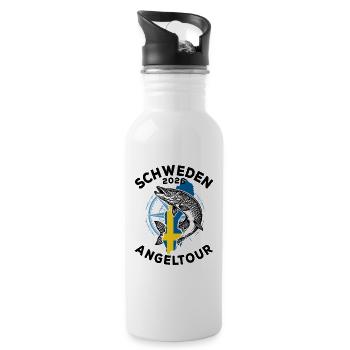 Schweden 2026 Angeltour | Angler | Hecht - Trinkflasche mit integriertem Trinkhalm - Weiß - Rechts