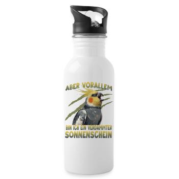 Nymphensittich Vogelhalter exotischer Papagei - Trinkflasche mit integriertem Trinkhalm - Weiß - Rechts