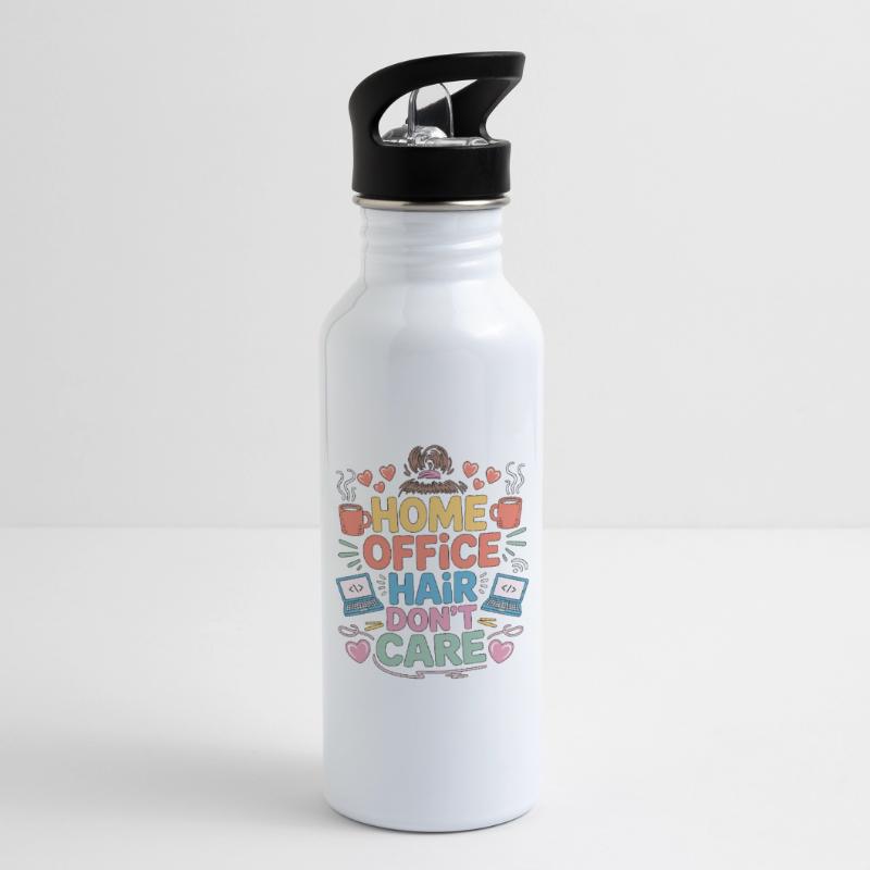 Remote Developer Home Office Hair Web Developer Water bottle with straw