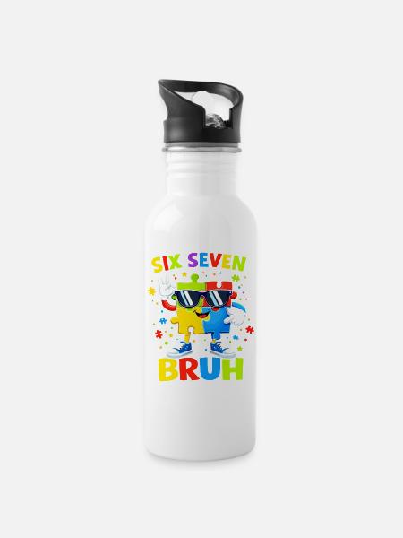 Six Seven Bruh 67. Geburtstag Junge Mädchen Puzzle - Trinkflasche mit integriertem Trinkhalm - Weiß